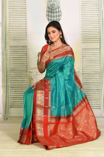 Load image into Gallery viewer, Emerald Green Pure Kanjivaram Silk Saree - Keya Seth Exclusive