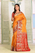 Load image into Gallery viewer, Yellow Pure Kanjivaram Silk Saree - Keya Seth Exclusive