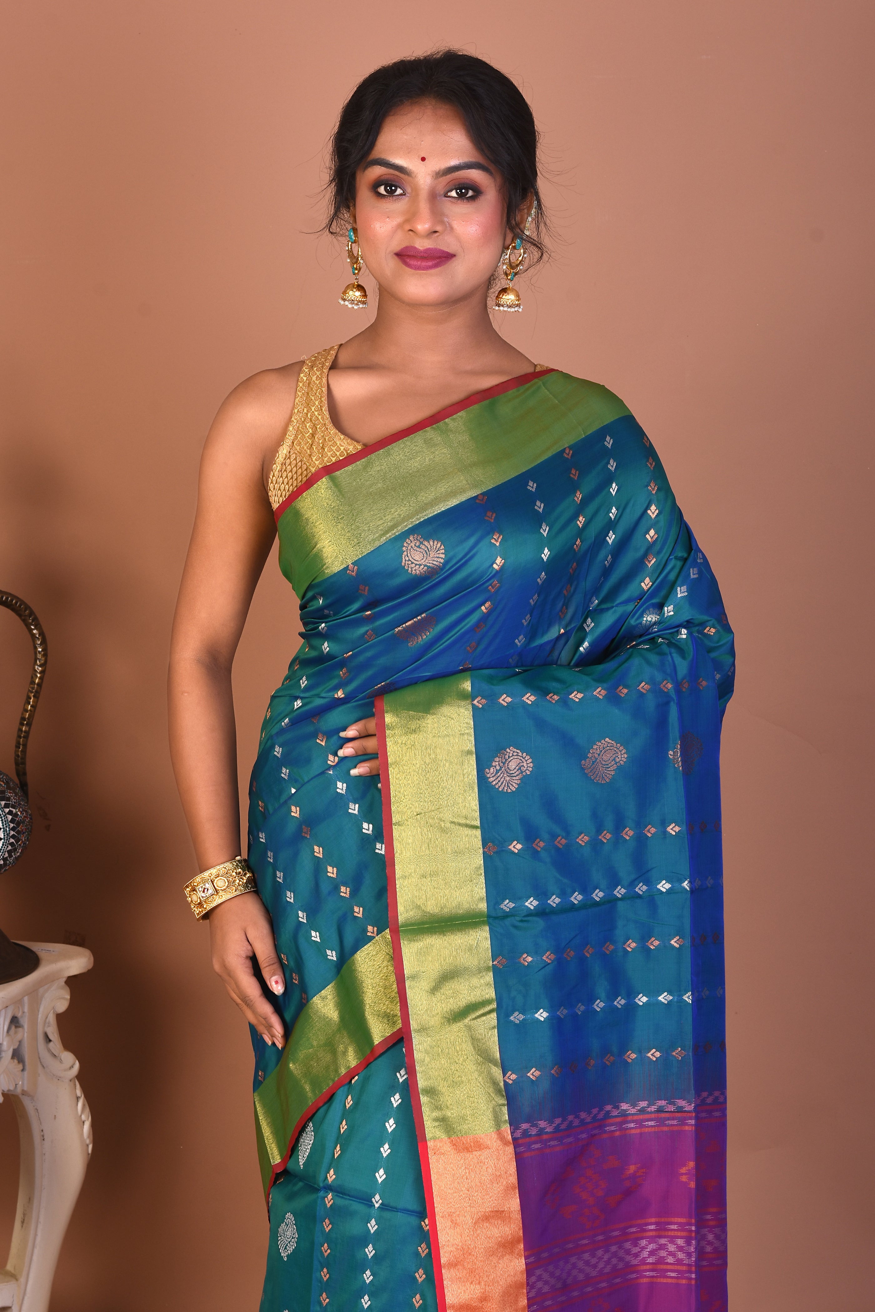 Blue Blended Bangalore Silk Saree - Keya Seth Exclusive