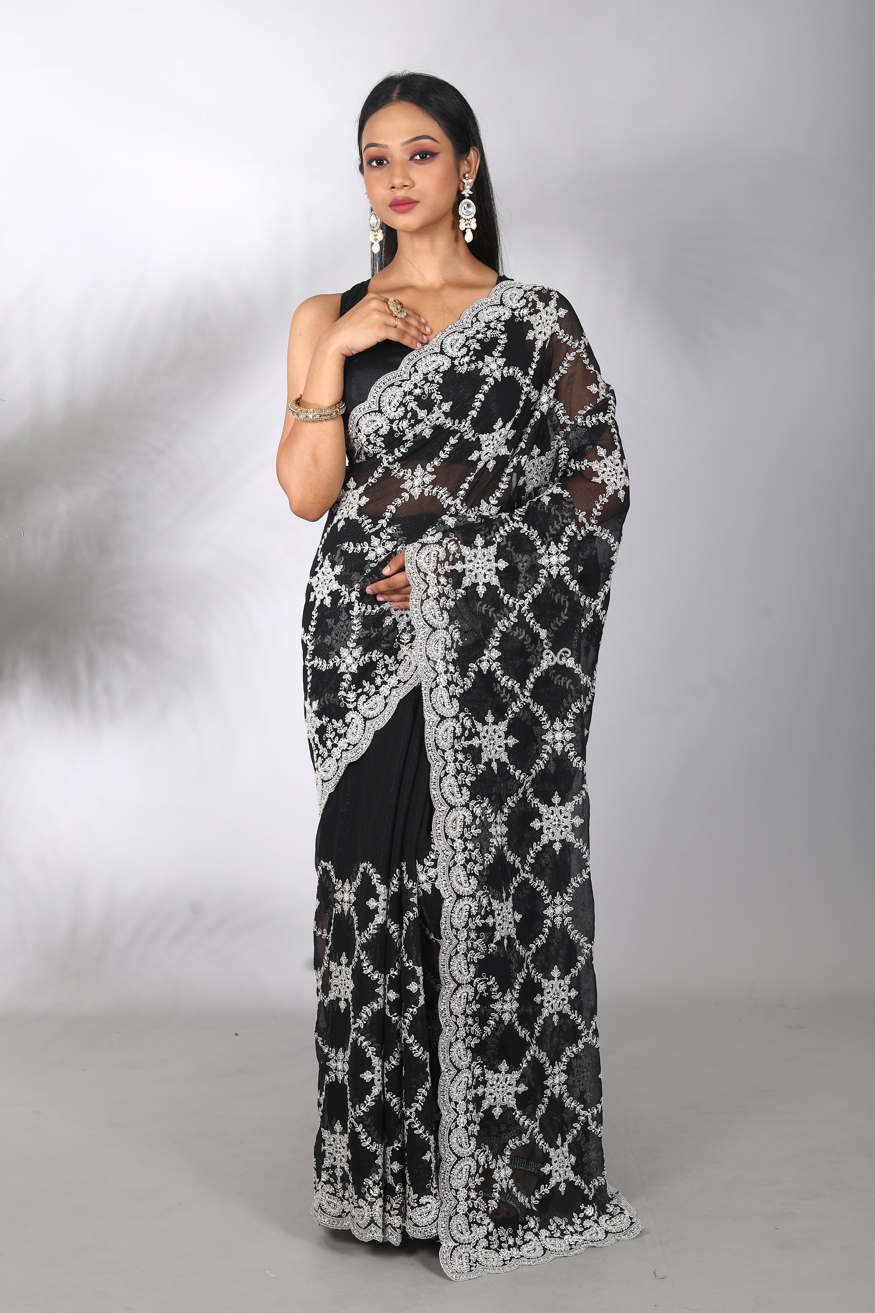 Elegant Black Blended Georgette Saree - Keya Seth Exclusive