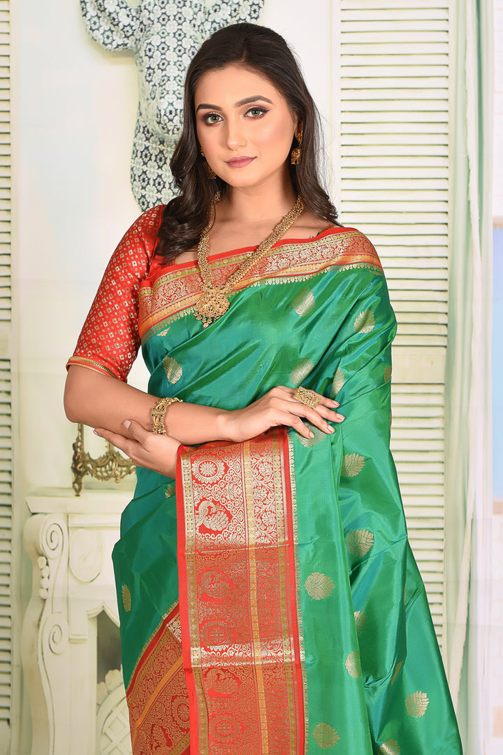 Deep Green Pure Kanjivaram Silk Saree - Keya Seth Exclusive