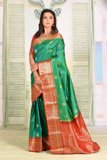 Load image into Gallery viewer, Deep Green Pure Kanjivaram Silk Saree - Keya Seth Exclusive