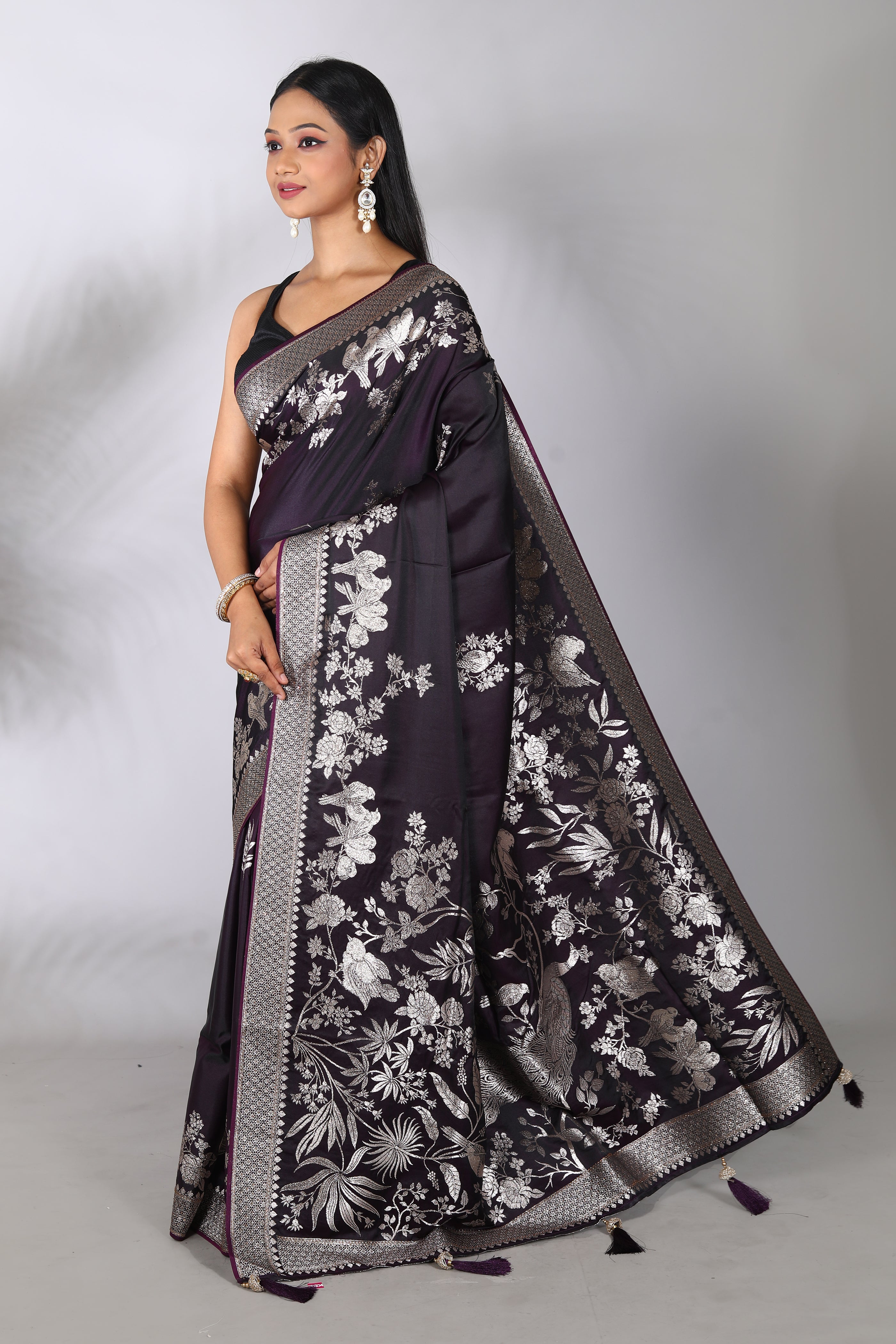 Purple Blended Satin Silk Saree - Keya Seth Exclusive
