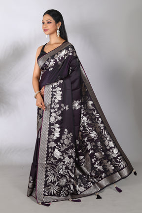 Purple Blended Satin Silk Saree - Keya Seth Exclusive