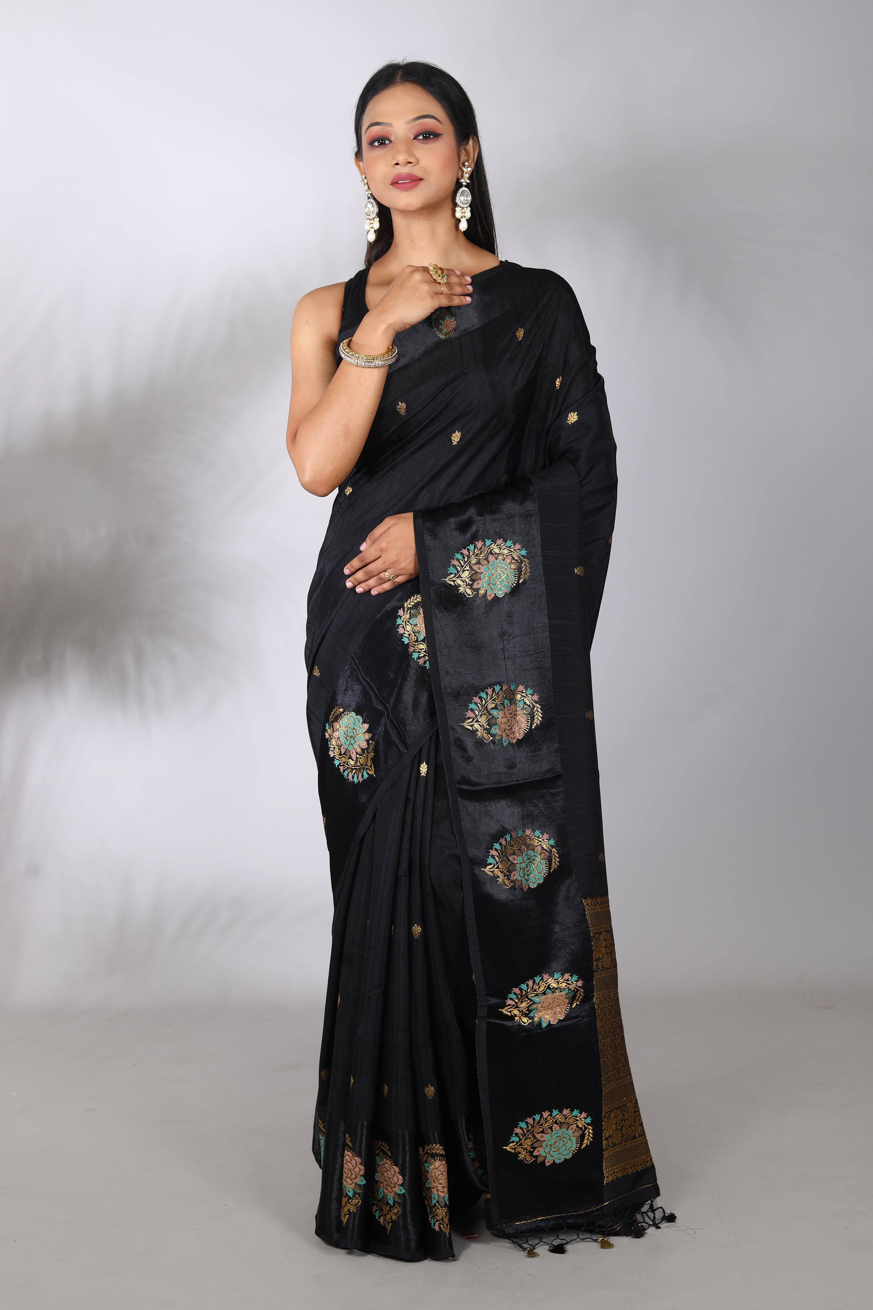 Gorgeous Black Art Silk Saree - Keya Seth Exclusive