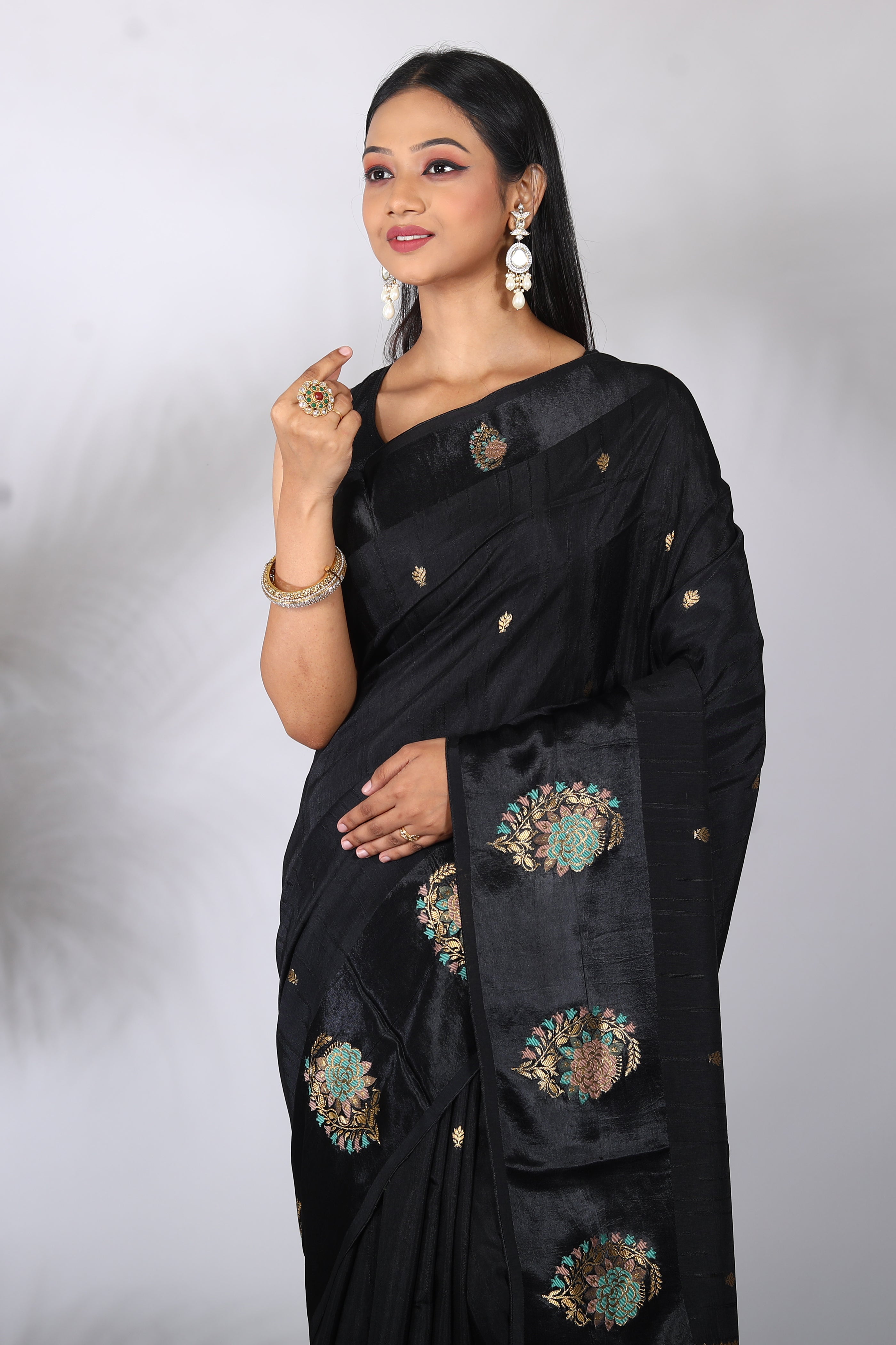 Gorgeous Black Art Silk Saree - Keya Seth Exclusive