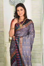 Load image into Gallery viewer, Grey Pure Kanjivaram Silk Saree - Keya Seth Exclusive
