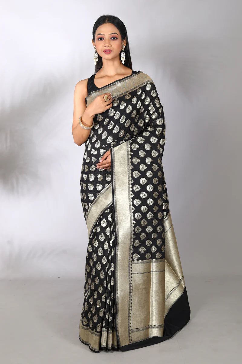 Black Blended Uppada Silk Saree - Keya Seth Exclusive