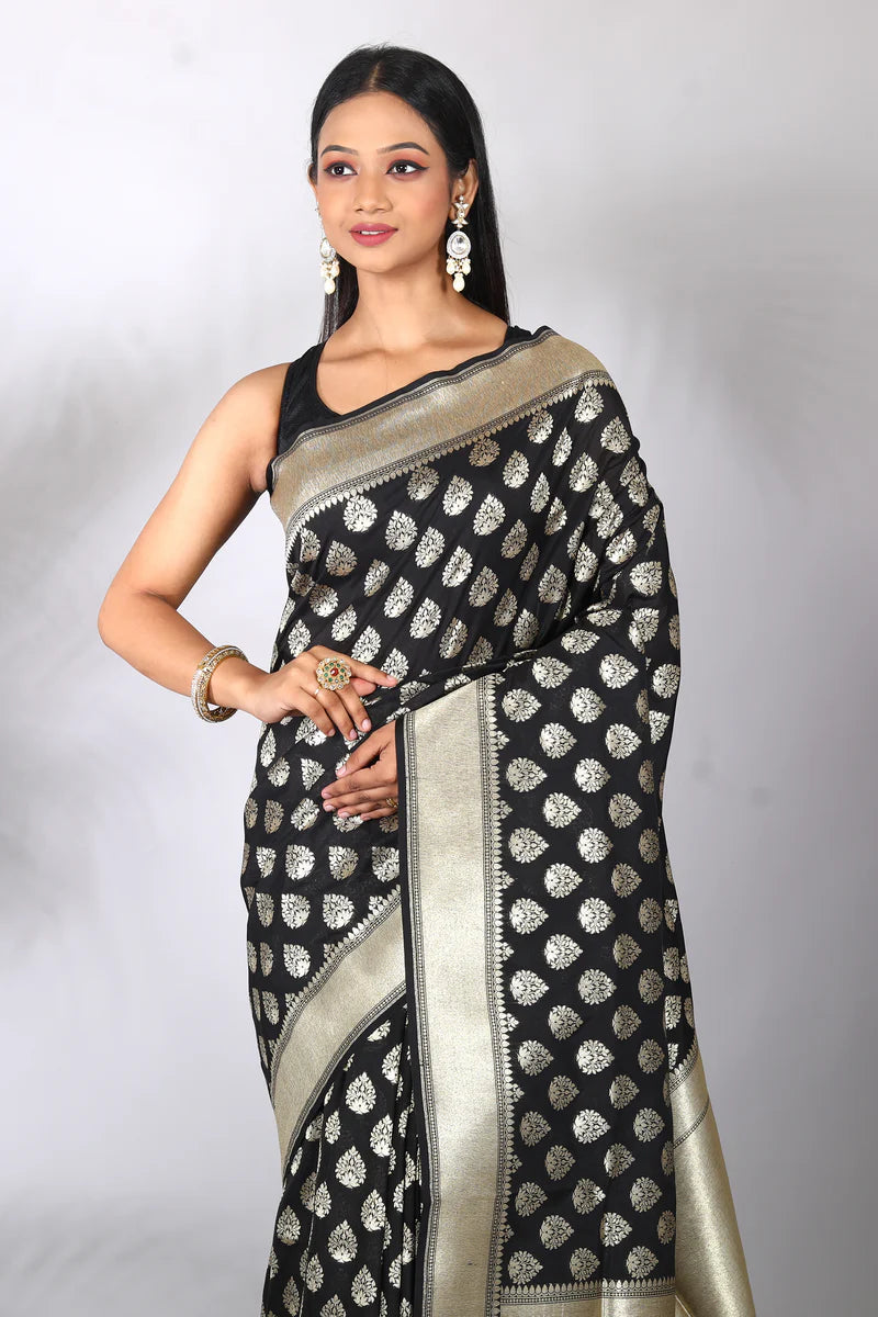 Black Blended Uppada Silk Saree - Keya Seth Exclusive