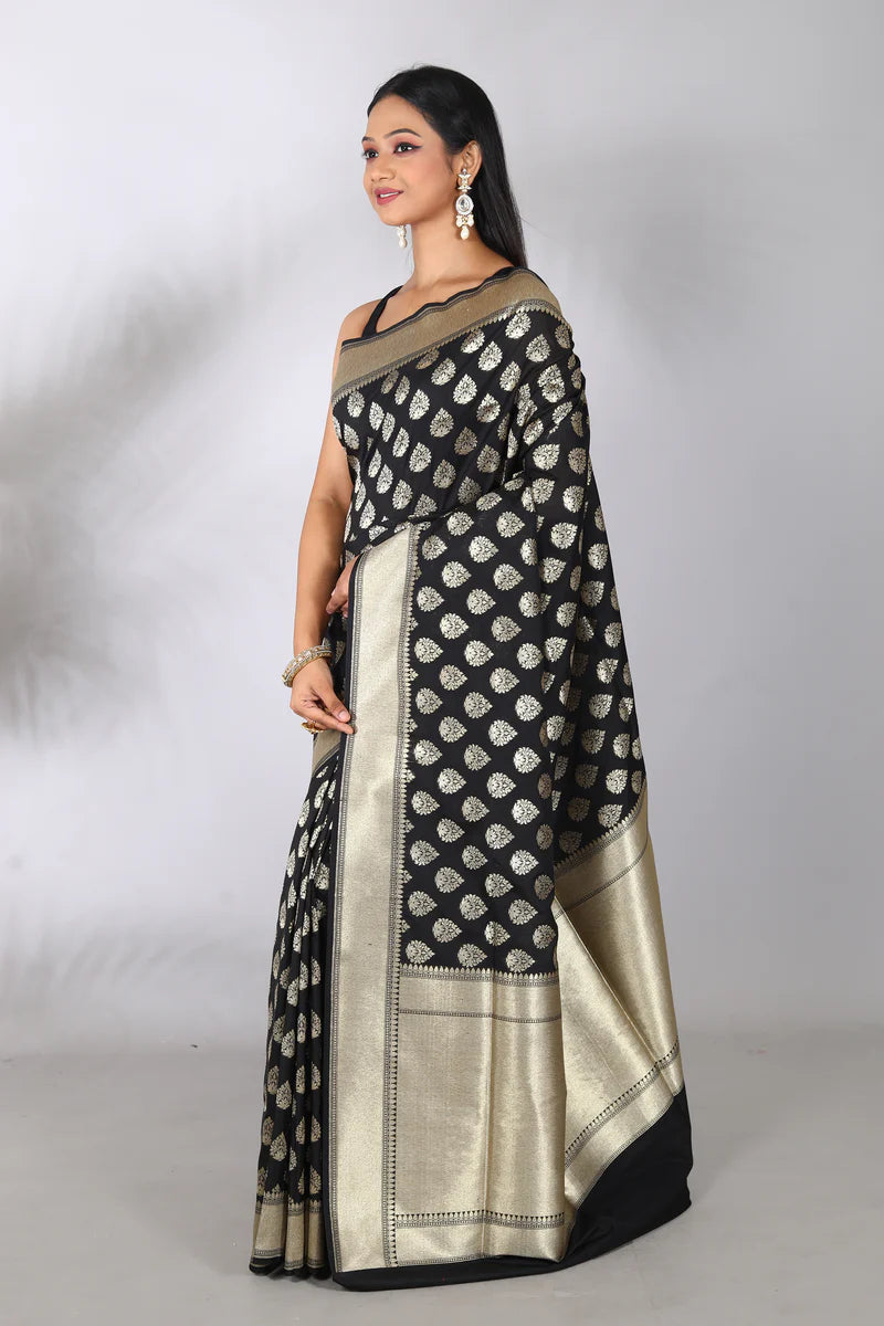 Black Blended Uppada Silk Saree - Keya Seth Exclusive