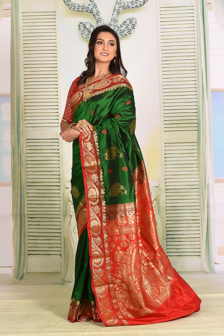 Bright Green Pure Kanjivaram Silk Sarees - Keya Seth Exclusive