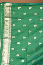 Load image into Gallery viewer, Green Blended Paithani Silk Saree with Blouse Piece - Keya Seth Exclusive
