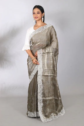 Olive Green Blended Jimmy Choo Saree - Keya Seth Exclusive