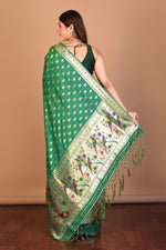 Load image into Gallery viewer, Green Blended Paithani Silk Saree with Blouse Piece - Keya Seth Exclusive
