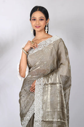 Olive Green Blended Jimmy Choo Saree - Keya Seth Exclusive
