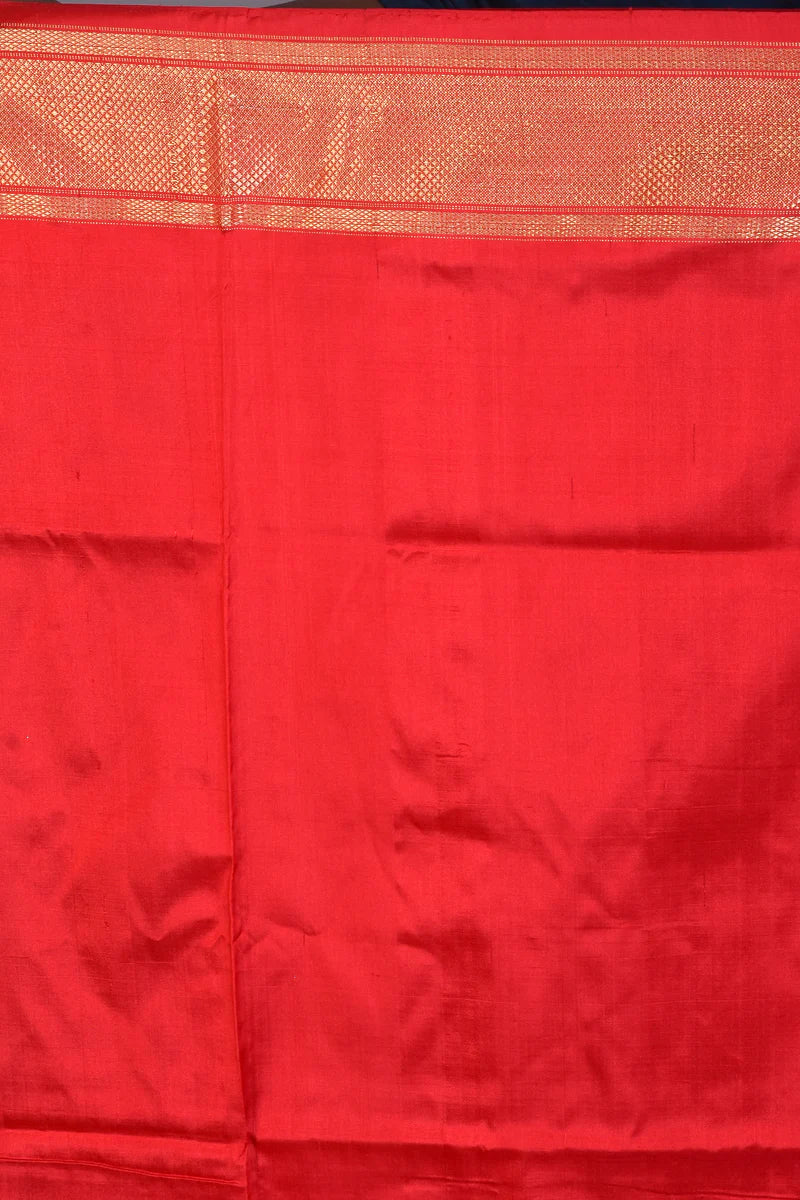 Blue Pure Ikkat Saree with Red Borders - Keya Seth Exclusive