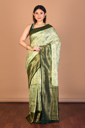 Green Blended Art Silk Saree with Blouse Piece - Keya Seth Exclusive