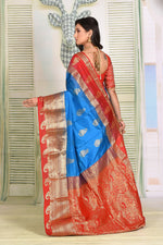 Load image into Gallery viewer, Prussian Blue Pure Kanjivaram Silk Saree - Keya Seth Exclusive