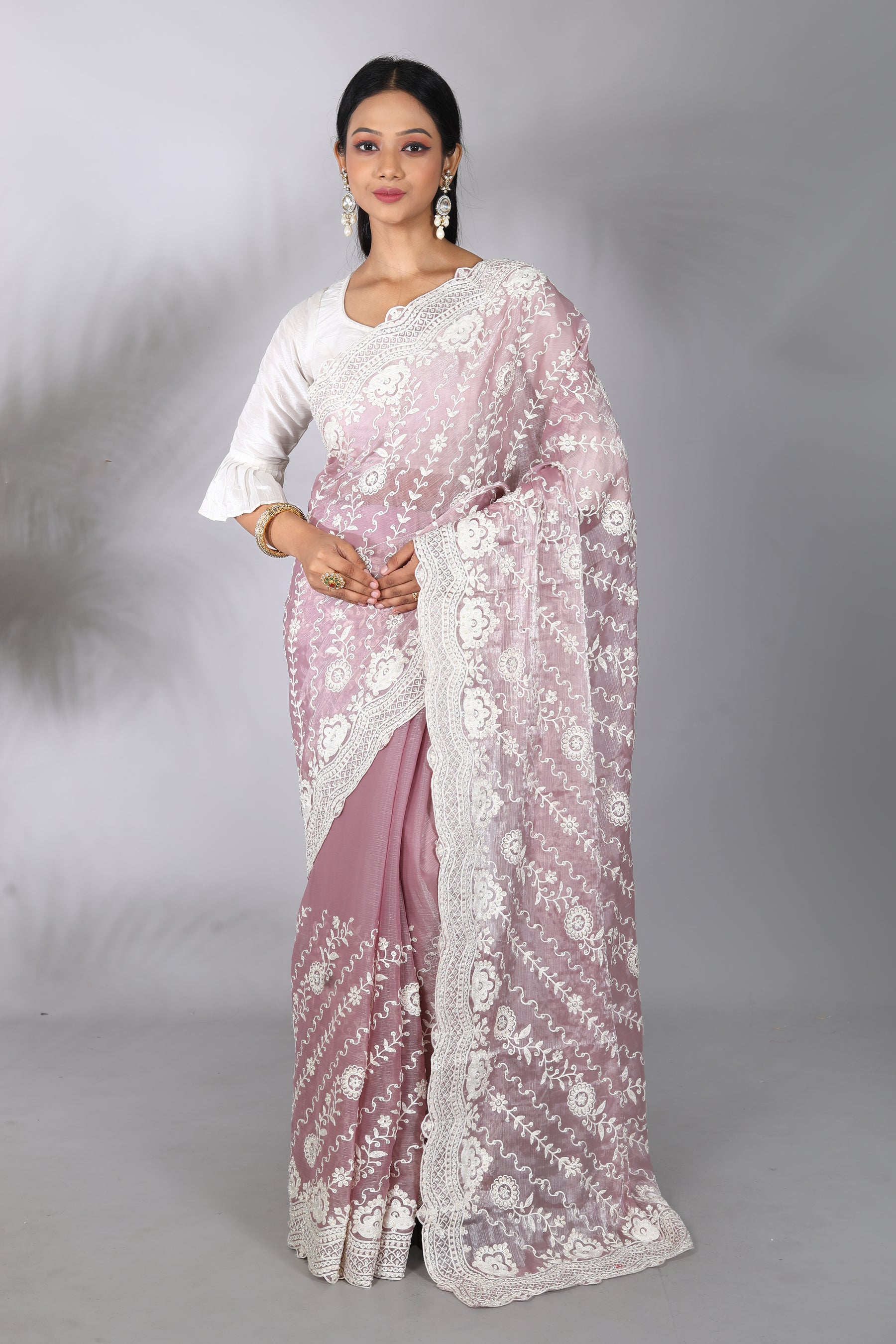 Lavender Blended Georgette Saree - Keya Seth Exclusive
