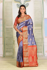 Load image into Gallery viewer, Shimmery Grey Pure Kanjivaram Silk Saree - Keya Seth Exclusive
