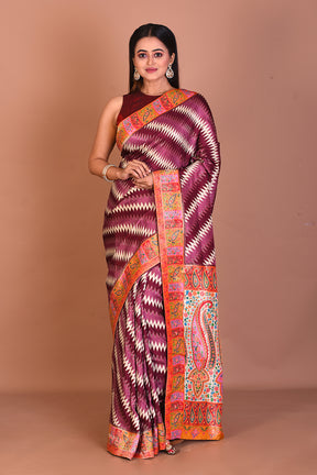 Maroon Blended Printed Silk Saree - Keya Seth Exclusive
