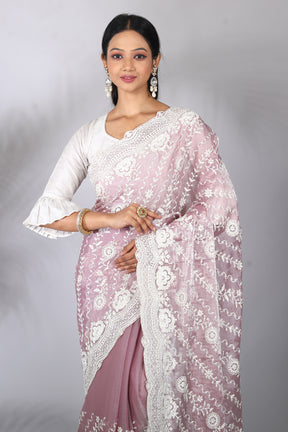Lavender Blended Georgette Saree - Keya Seth Exclusive