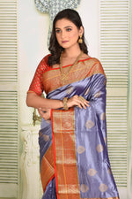 Load image into Gallery viewer, Shimmery Grey Pure Kanjivaram Silk Saree - Keya Seth Exclusive
