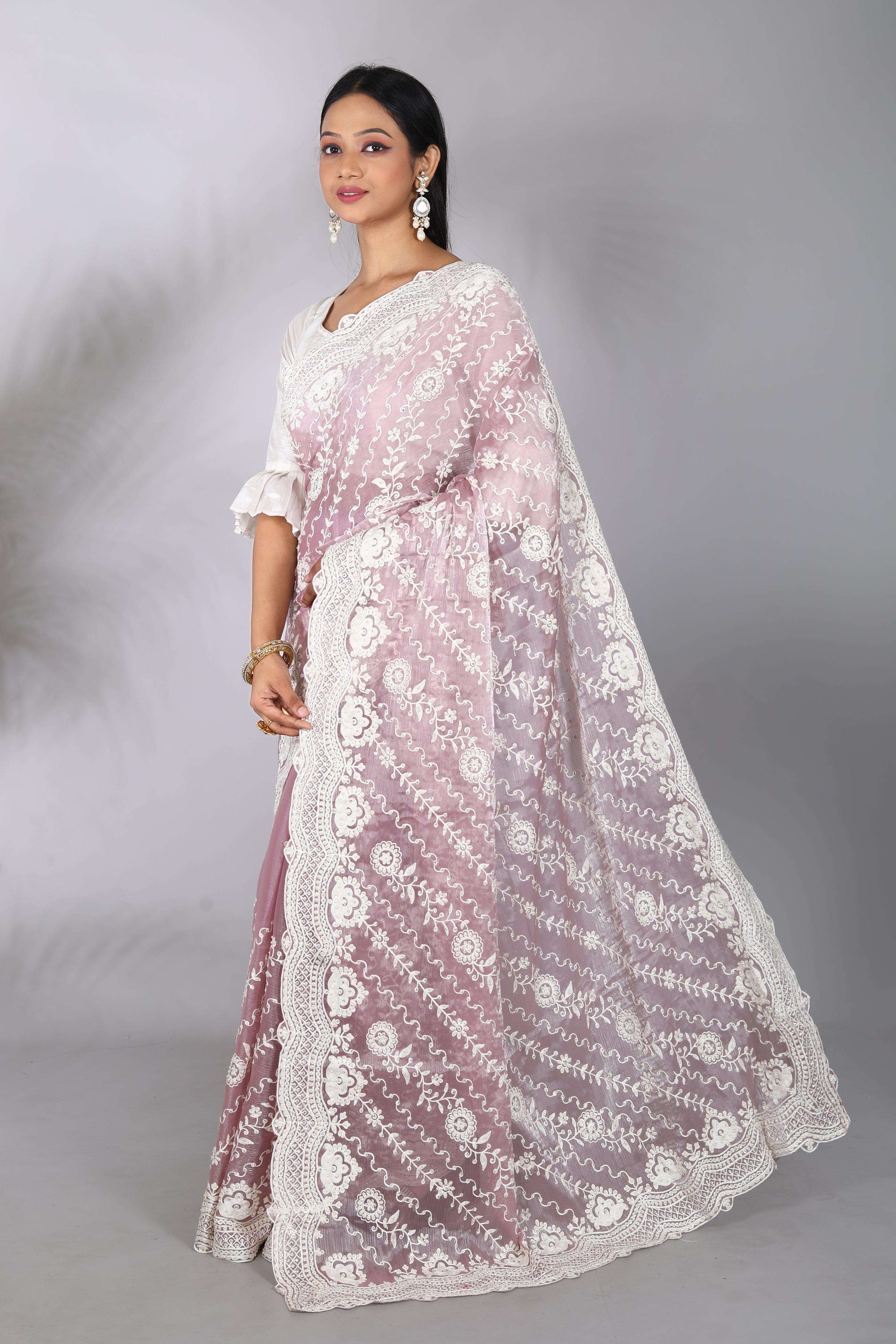 Lavender Blended Georgette Saree - Keya Seth Exclusive