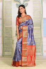 Load image into Gallery viewer, Shimmery Grey Pure Kanjivaram Silk Saree - Keya Seth Exclusive
