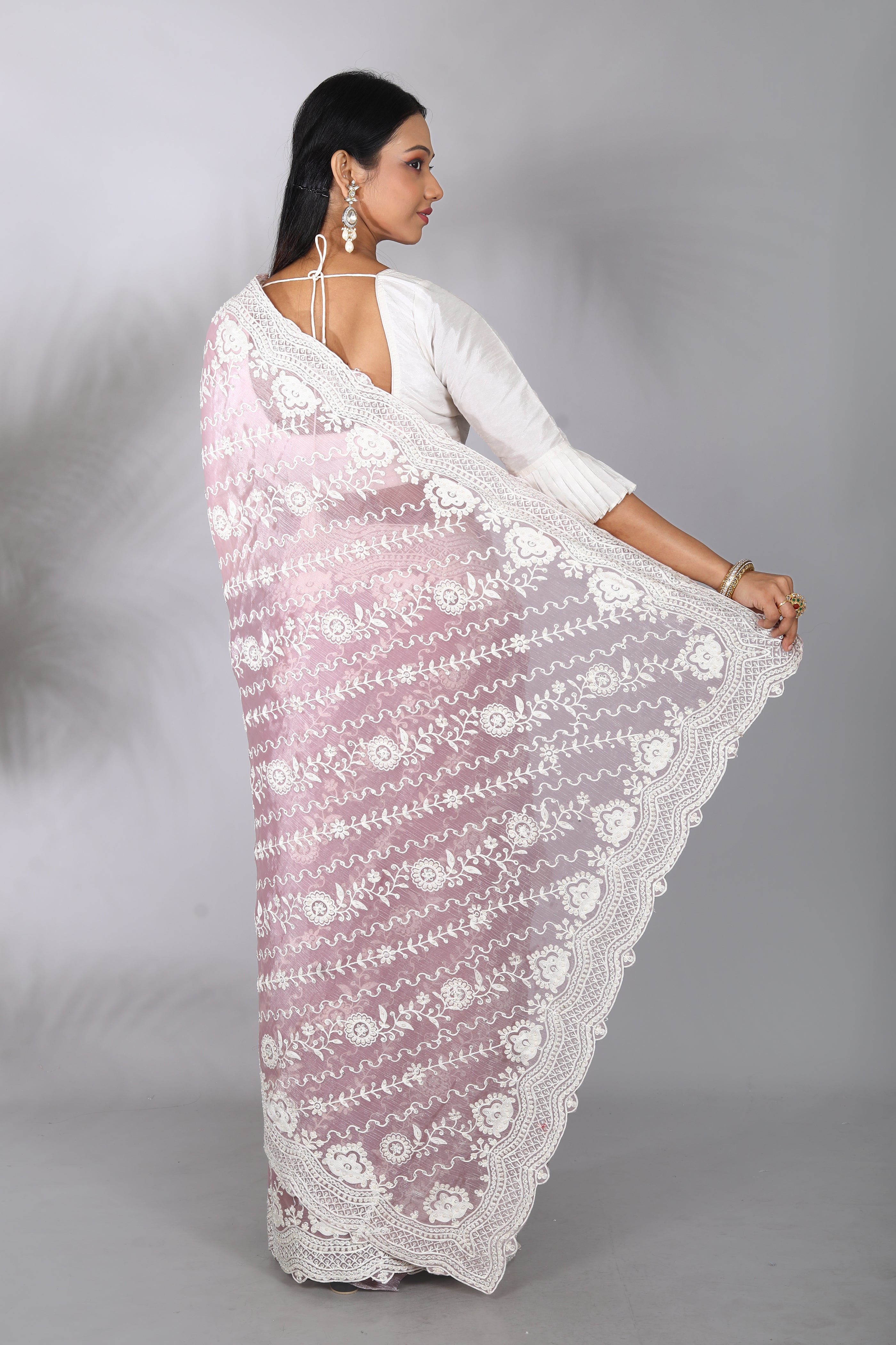 Lavender Blended Georgette Saree - Keya Seth Exclusive