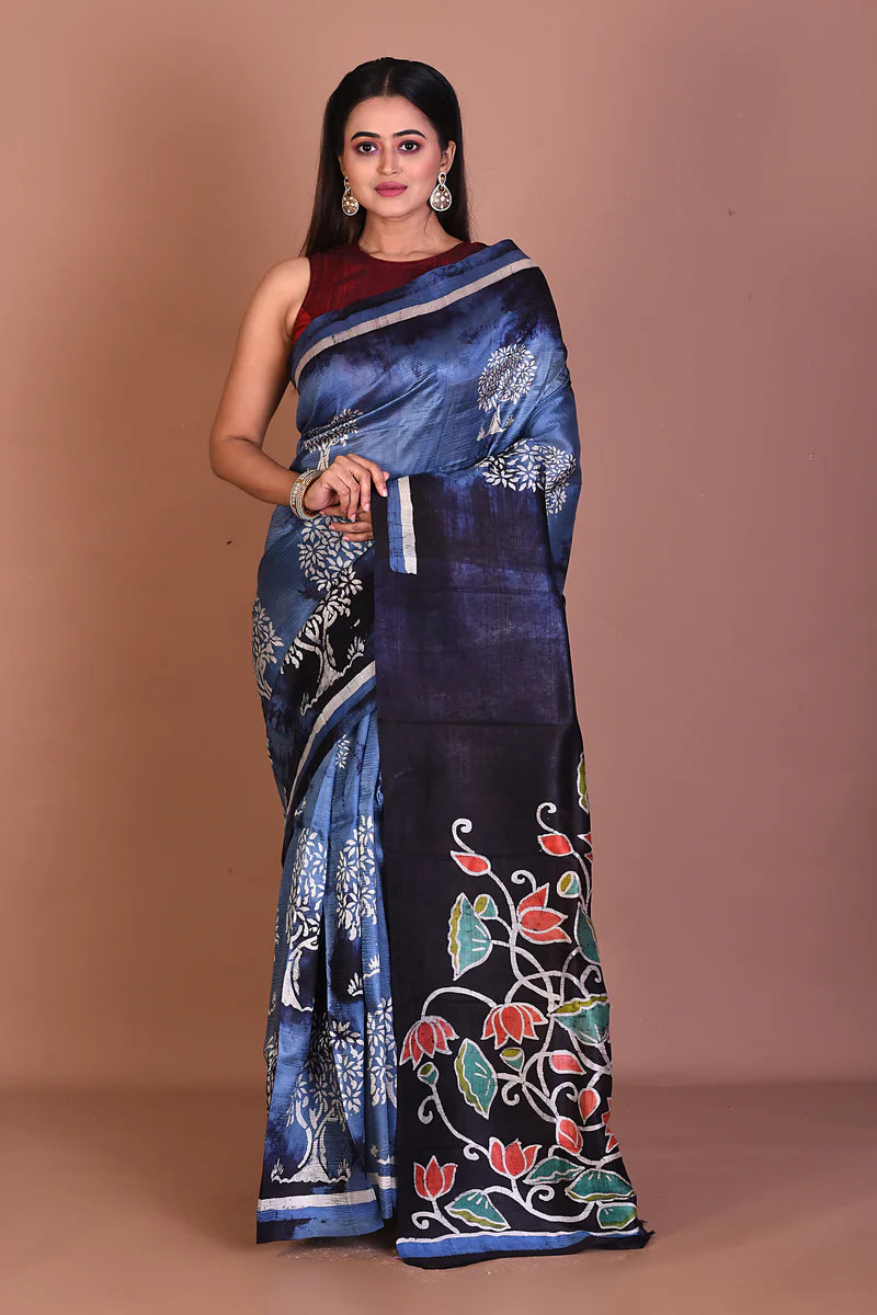 Multicolored Pure Tussar Saree - Keya Seth Exclusive