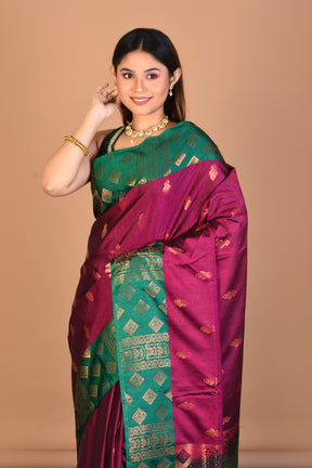 Magenta Blended Art Silk Saree with Blouse Piece - Keya Seth Exclusive