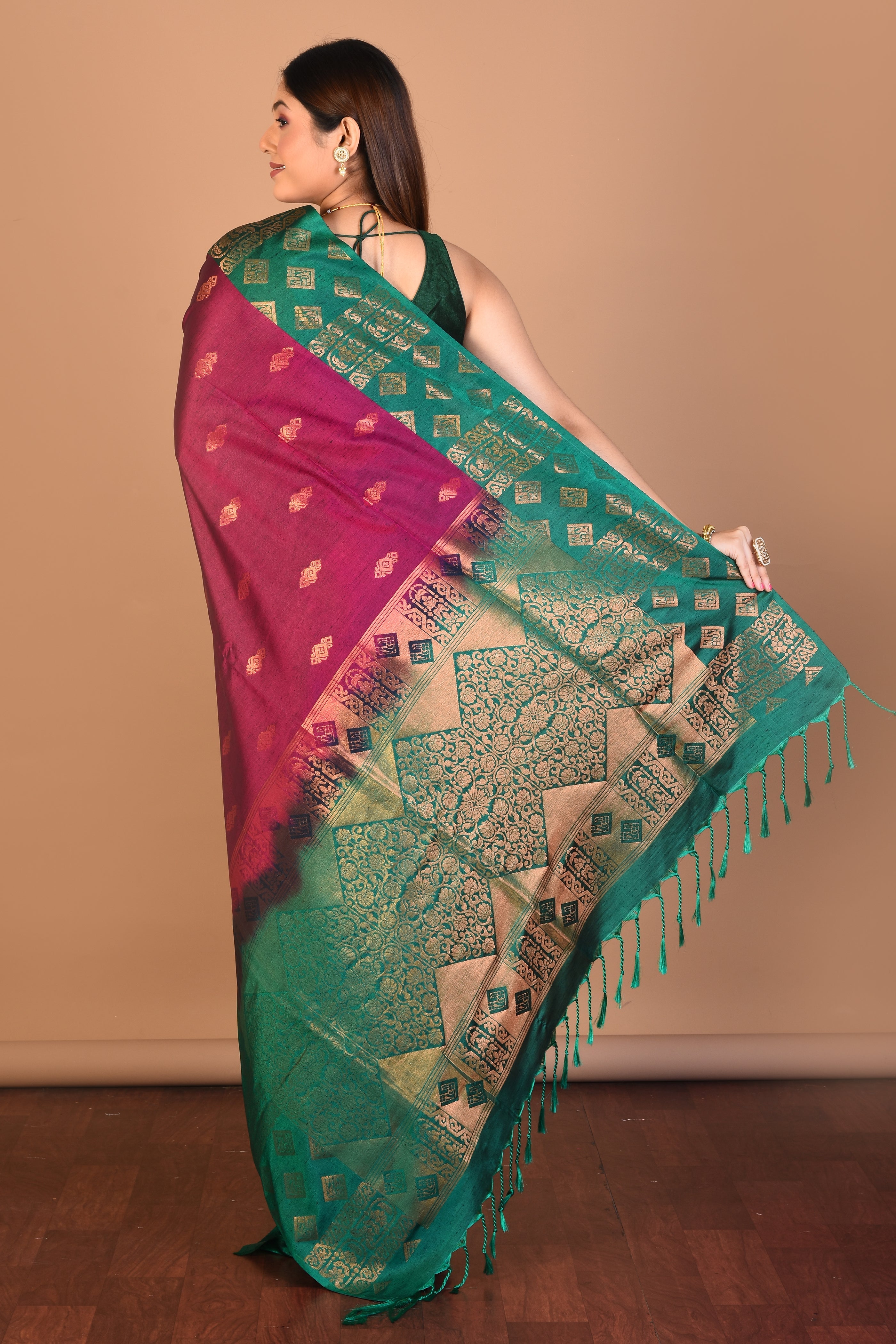 Magenta Blended Art Silk Saree with Blouse Piece - Keya Seth Exclusive