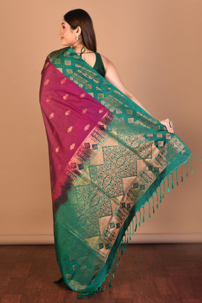 Magenta Blended Art Silk Saree with Blouse Piece - Keya Seth Exclusive