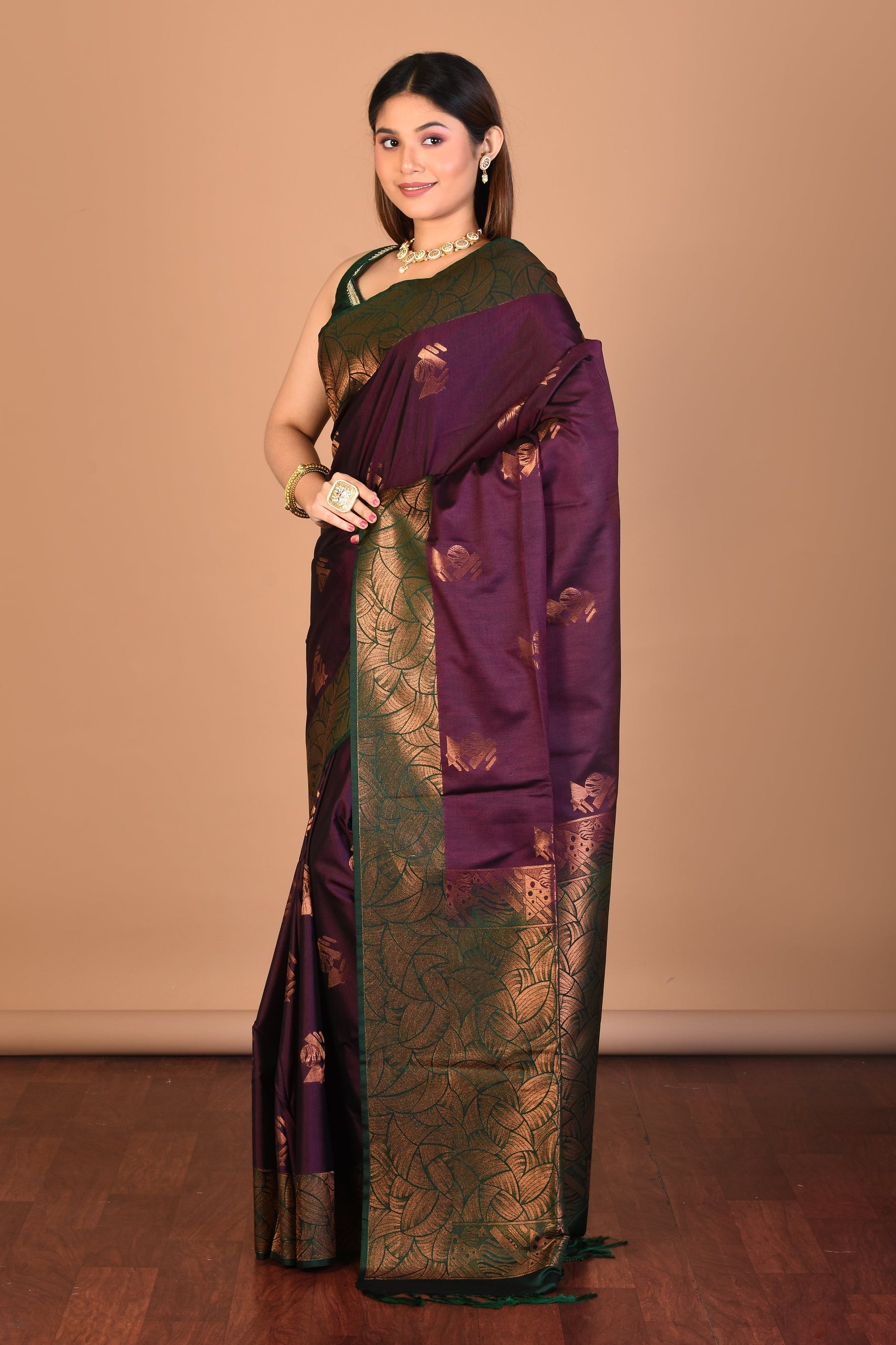 Wine Blended Art Silk Saree with Blouse Piece - Keya Seth Exclusive