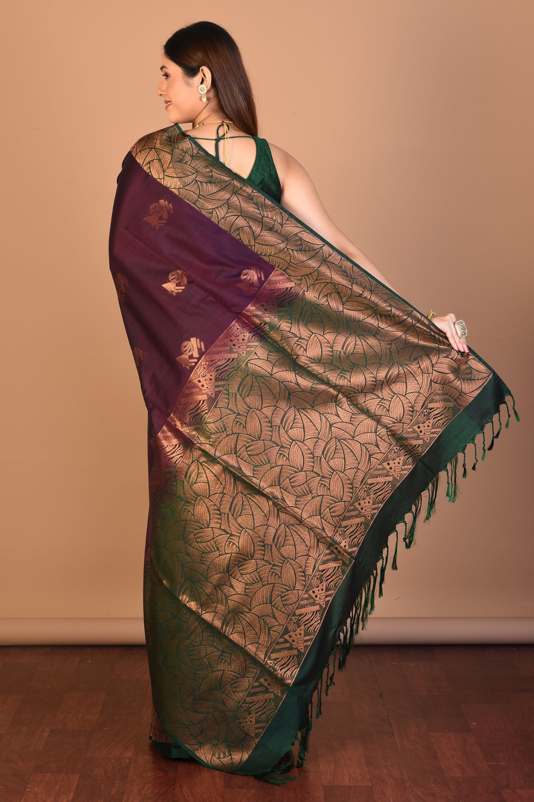 Wine Blended Art Silk Saree with Blouse Piece - Keya Seth Exclusive