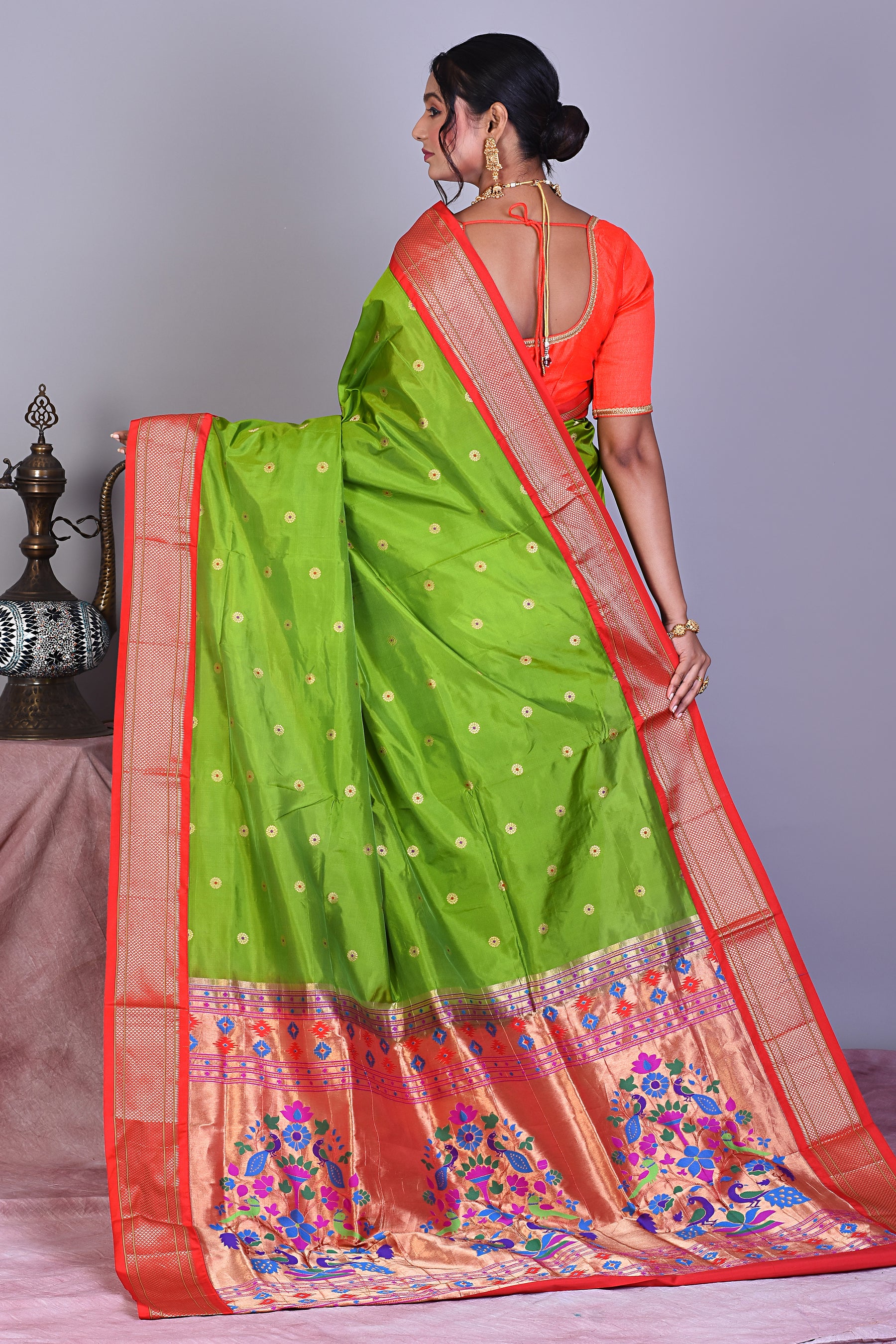 Green Blended Paithani Saree with Zari Work - Keya Seth Exclusive