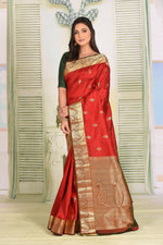 Load image into Gallery viewer, Maroon Pure Kanjivaram Silk Saree - Keya Seth Exclusive