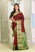 Load image into Gallery viewer, Bright Maroon Pure Kanjivaram Silk Saree - Keya Seth Exclusive