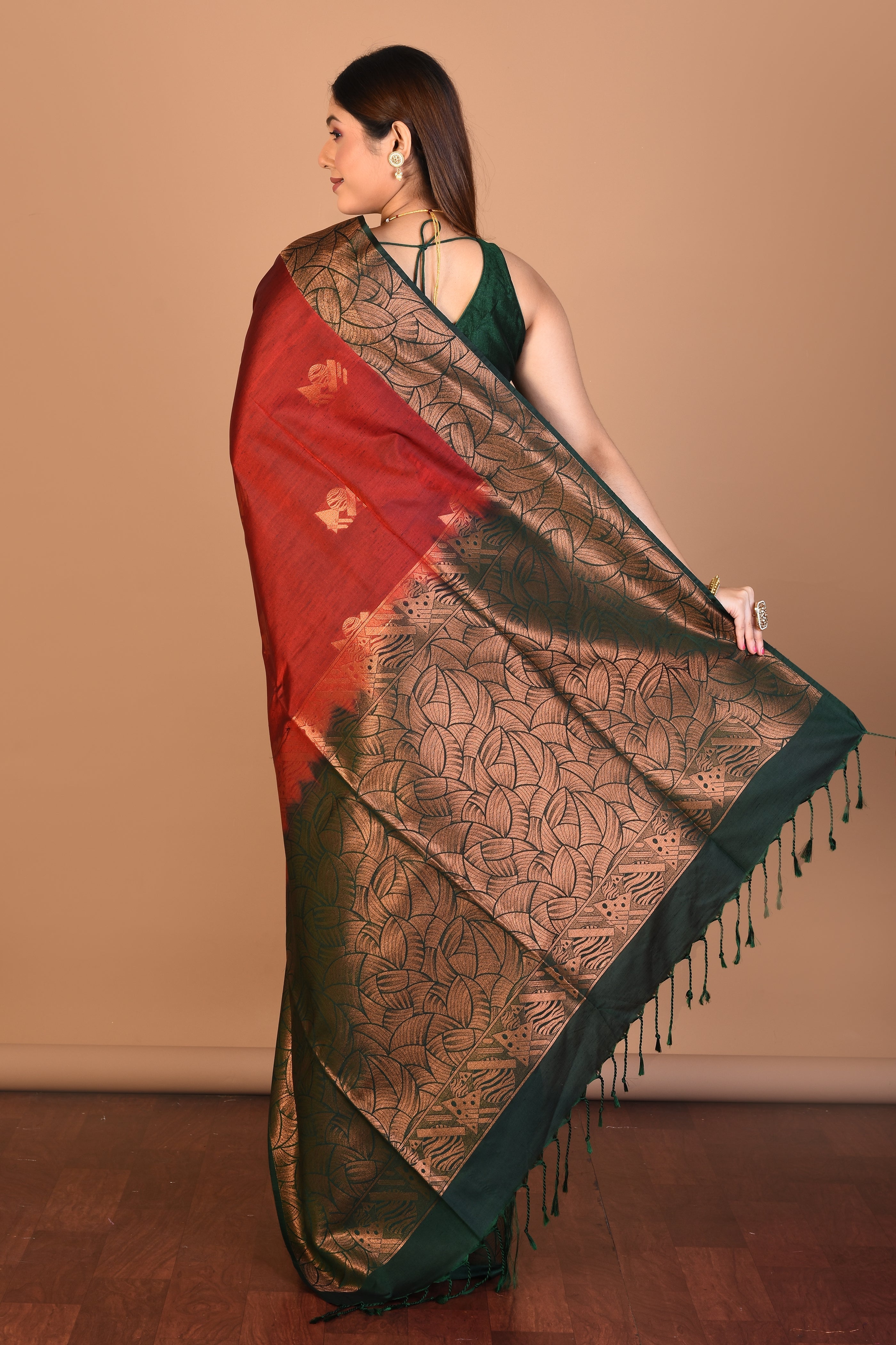 Maroon Blended Art Silk Saree with Blouse Piece - Keya Seth Exclusive