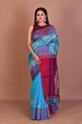 Blue Blended Handloom Saree - Keya Seth Exclusive