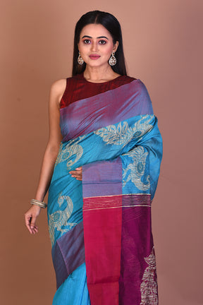 Blue Blended Handloom Saree - Keya Seth Exclusive
