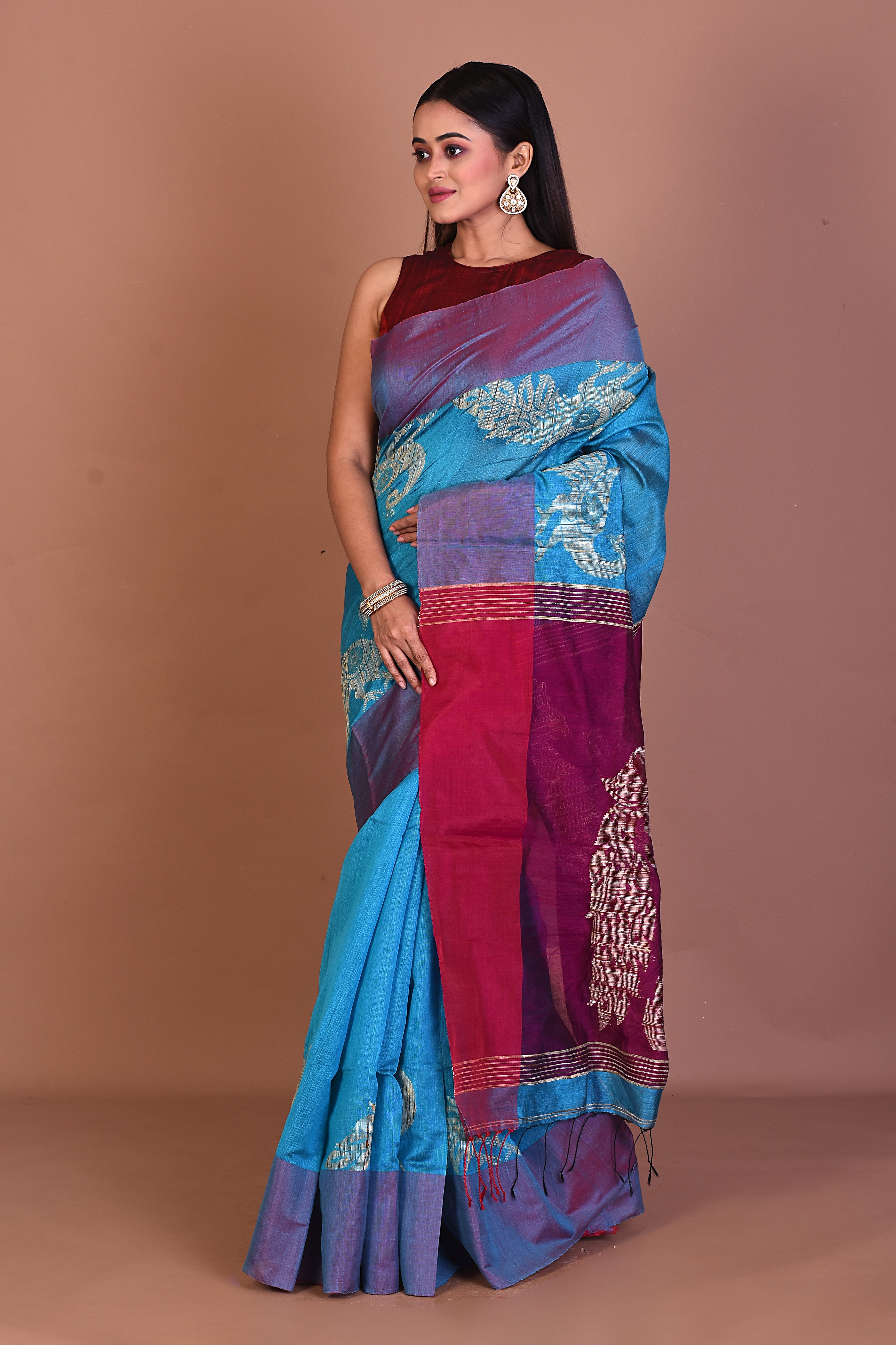 Blue Blended Handloom Saree - Keya Seth Exclusive