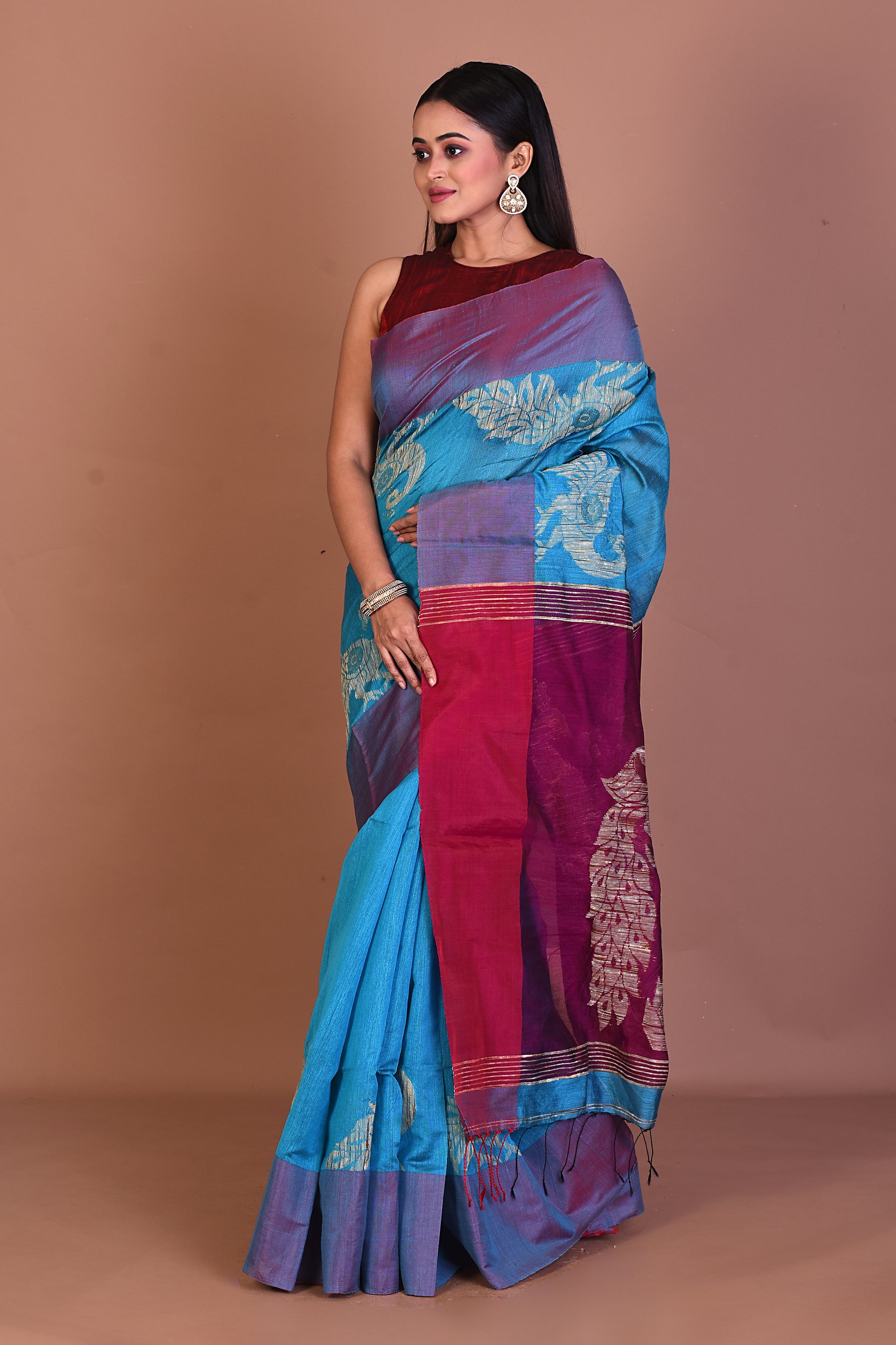 Blue Blended Handloom Saree - Keya Seth Exclusive