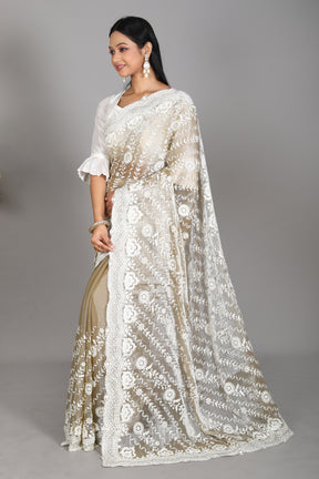 Olive Georgette Blended Saree - Keya Seth Exclusive