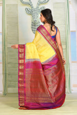 Load image into Gallery viewer, Light Yellow Pure Gadwal Saree - Keya Seth Exclusive