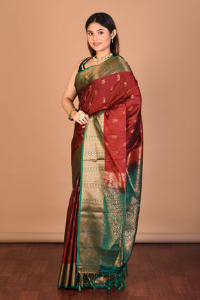 Maroon Blended Art Silk Saree with Blouse Piece - Keya Seth Exclusive