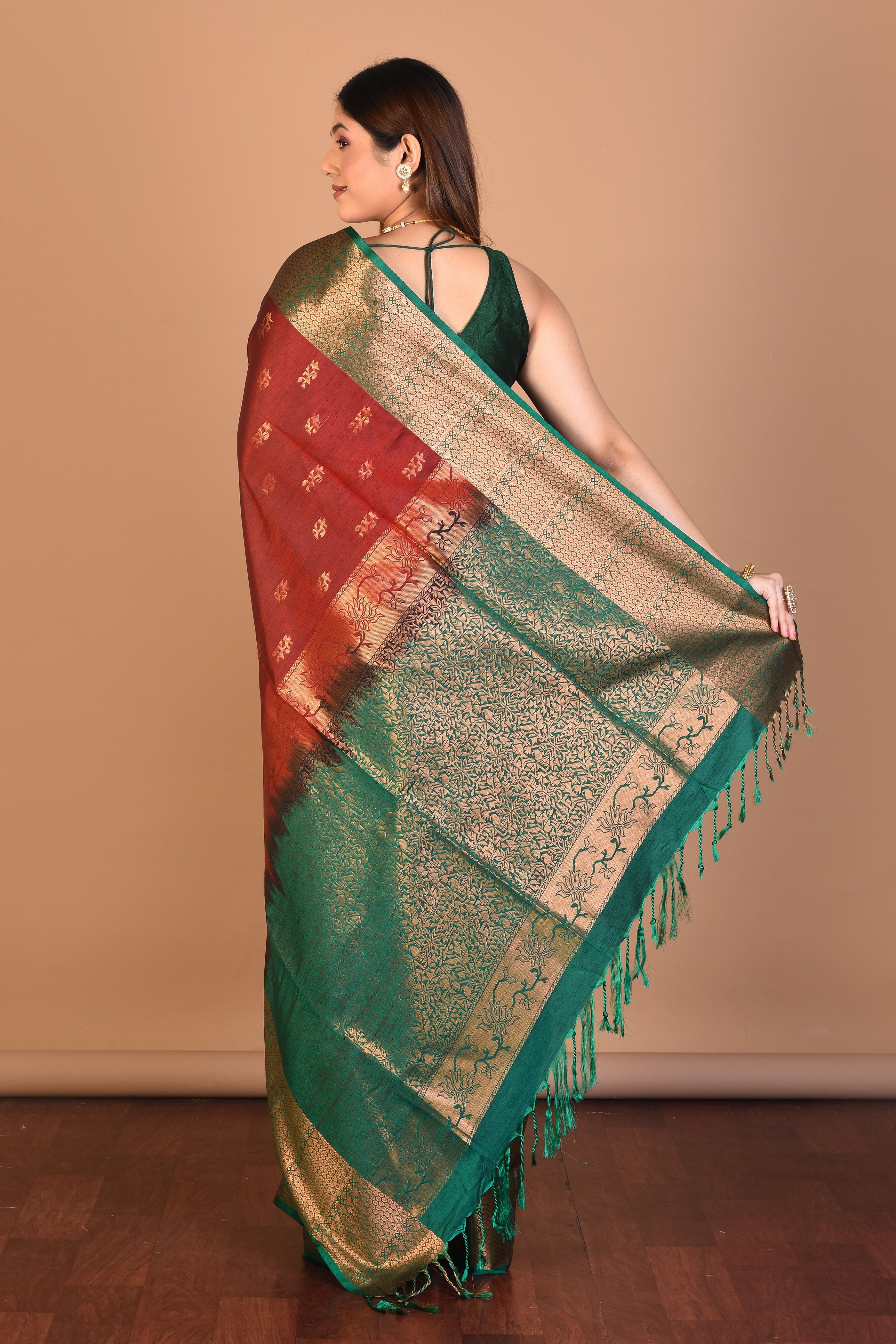 Maroon Blended Art Silk Saree with Blouse Piece - Keya Seth Exclusive