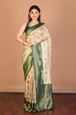 Load image into Gallery viewer, Off-white Blended Art Silk Saree with Blouse Piece - Keya Seth Exclusive
