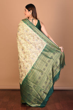 Off-white Blended Art Silk Saree with Blouse Piece - Keya Seth Exclusive